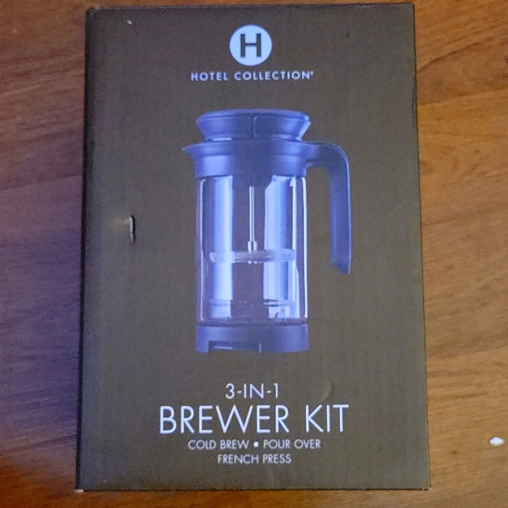 Hotel Collection 3 in 1 Cold Brewer Kit Pour over French Press 1.5 liter…New